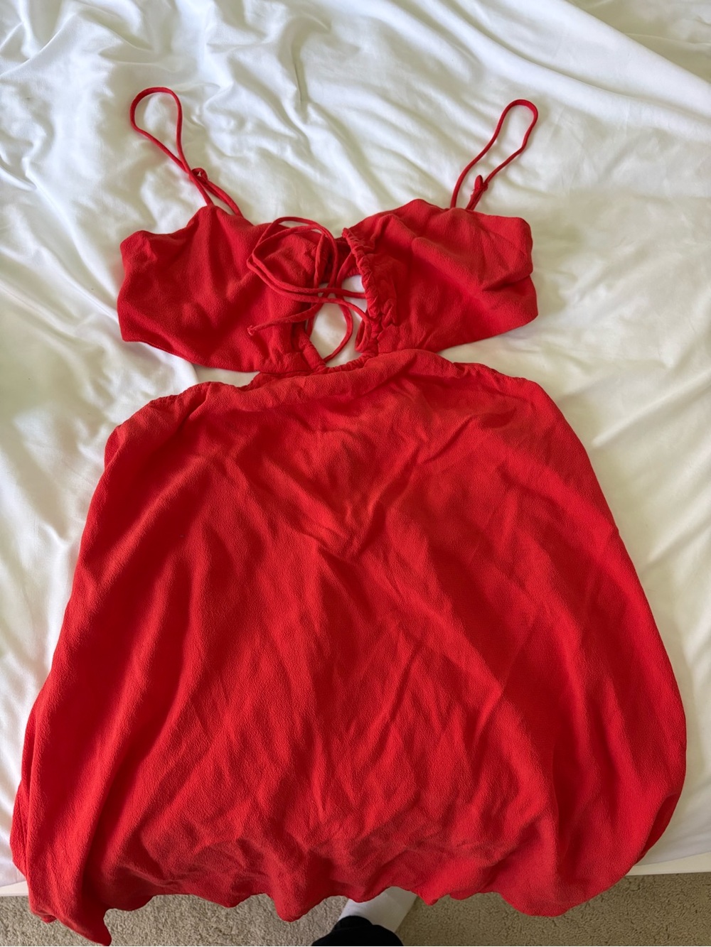 H&M Red Cutout Spaghetti-Strap Mini Dress